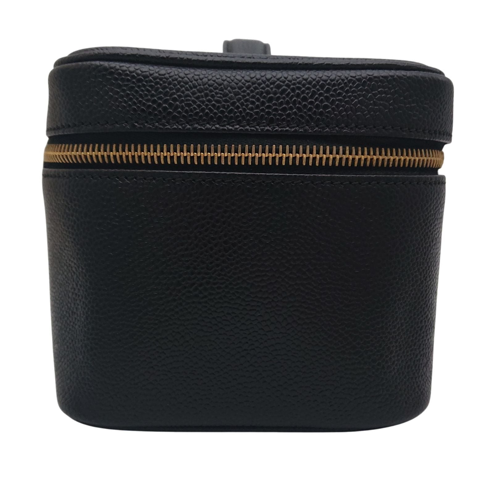 Chanel Caviar Leather Vanity Bag CC Logo Black Bag with Card — view 5