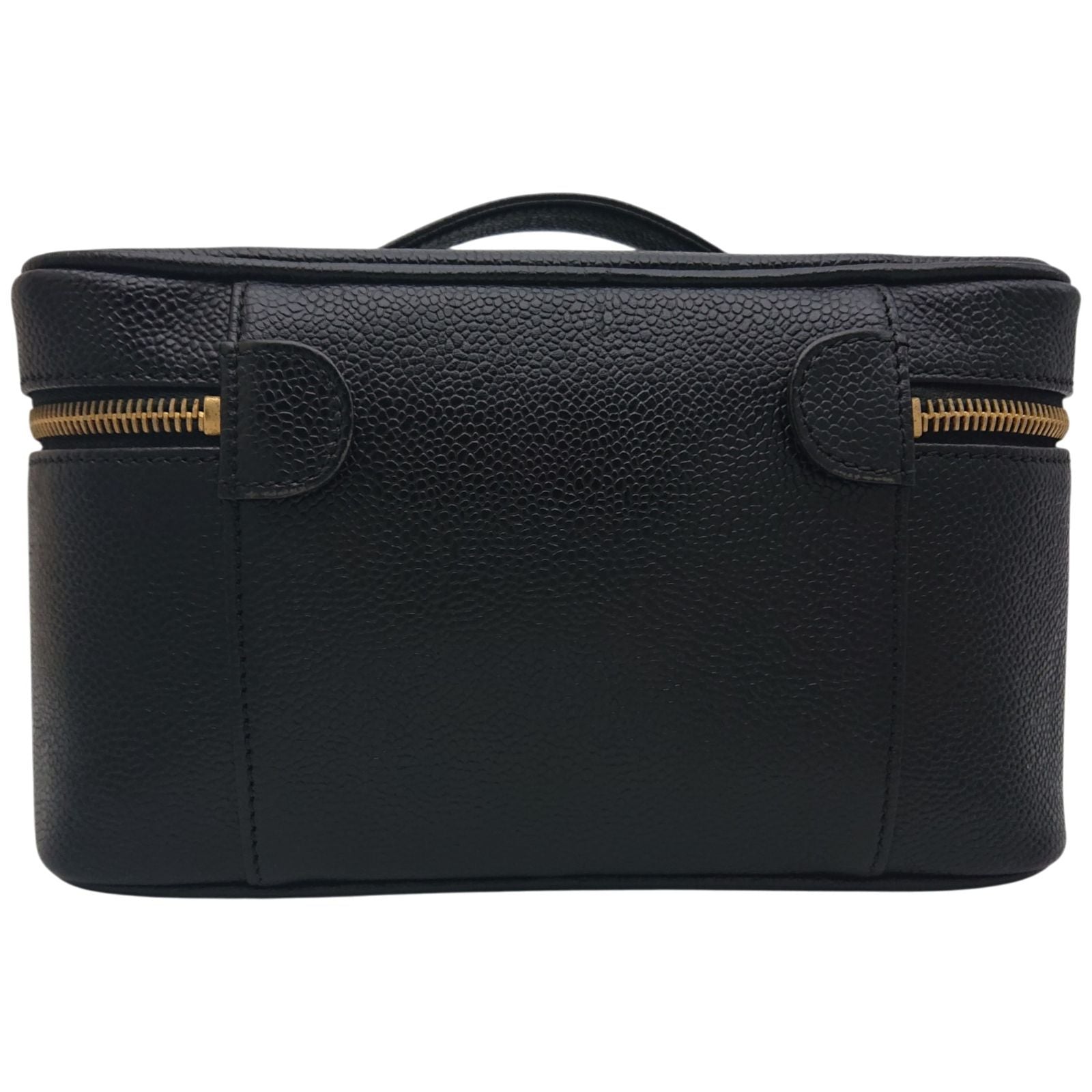 Chanel Caviar Leather Vanity Bag CC Logo Black Bag with Card — view 4