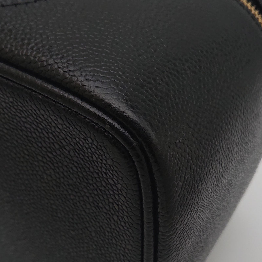 Chanel Caviar Leather Vanity Bag CC Logo Black Bag with Card — view 9