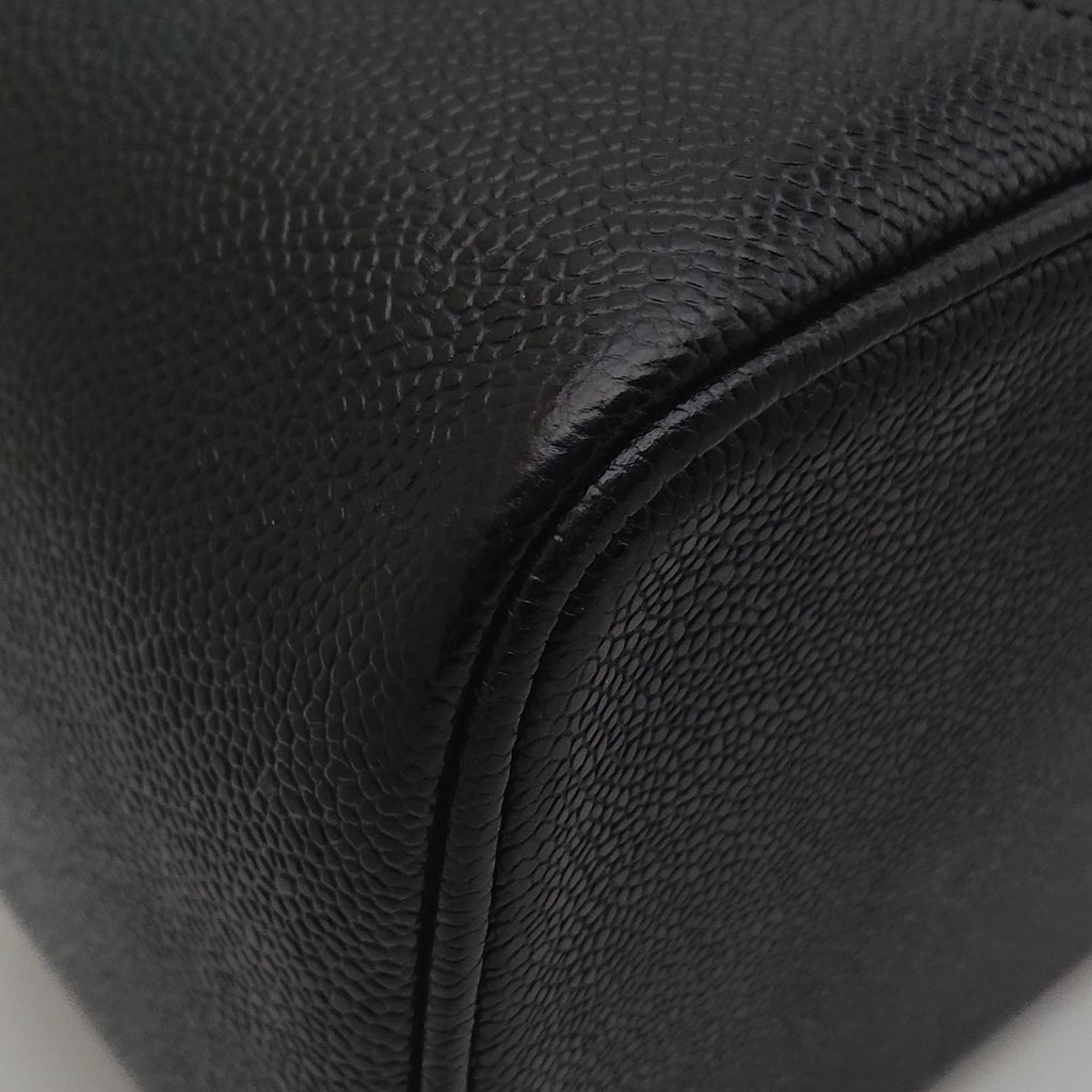 Chanel Caviar Leather Vanity Bag CC Logo Black Bag with Card — view 8