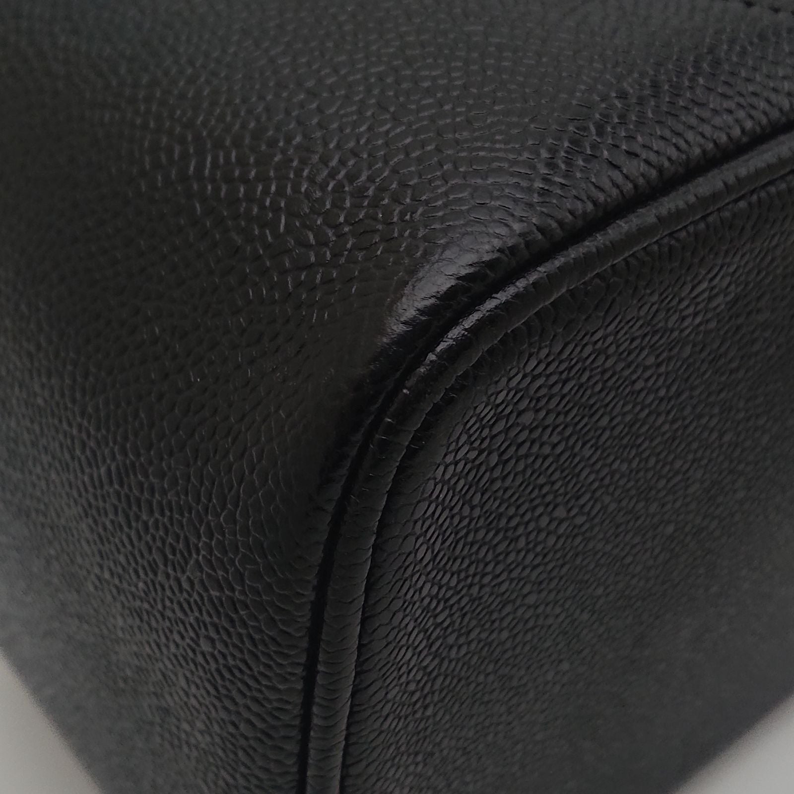 Chanel Caviar Leather Vanity Bag CC Logo Black Bag with Card — view 8