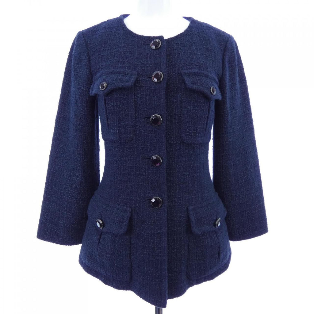 Chanel Collarless Jacket Navy