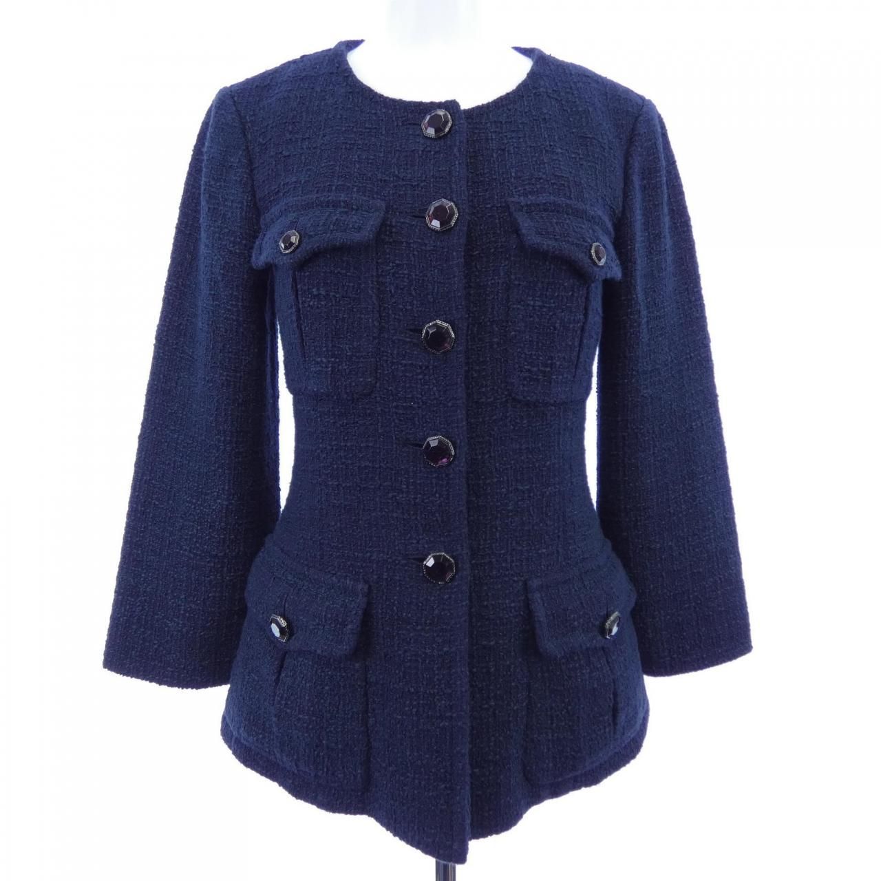 Chanel Collarless Jacket Navy