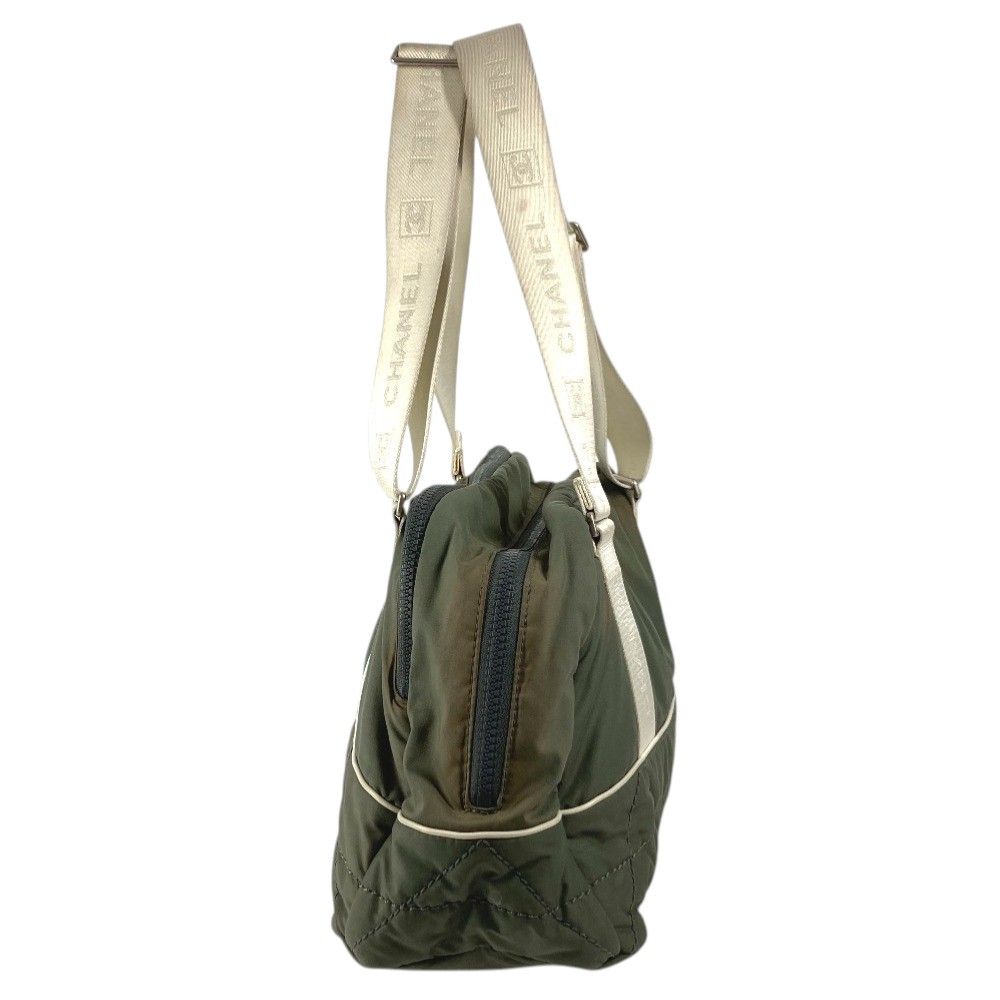 Chanel Boston Bag Logo CC Nylon Gray