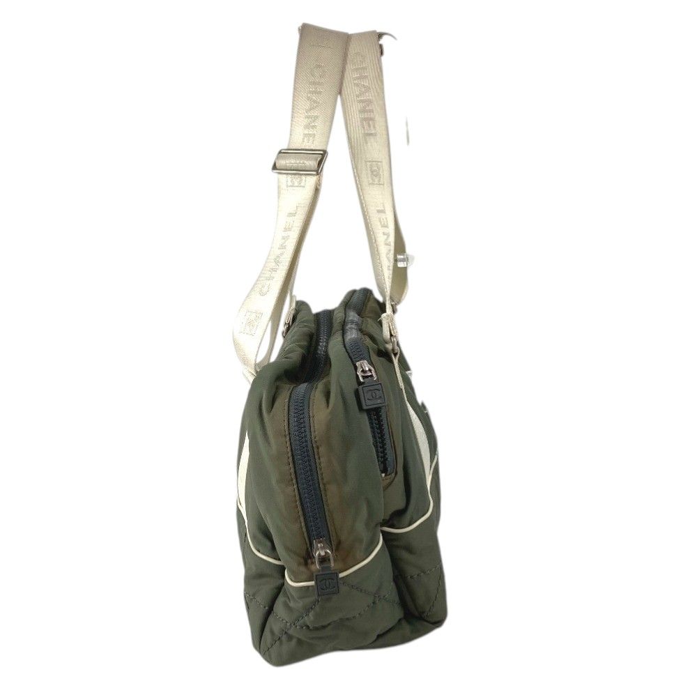 Chanel Boston Bag Logo CC Nylon Gray