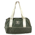 Chanel Boston Bag Logo CC Nylon Gray