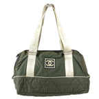 Chanel Boston Bag Logo CC Nylon Gray