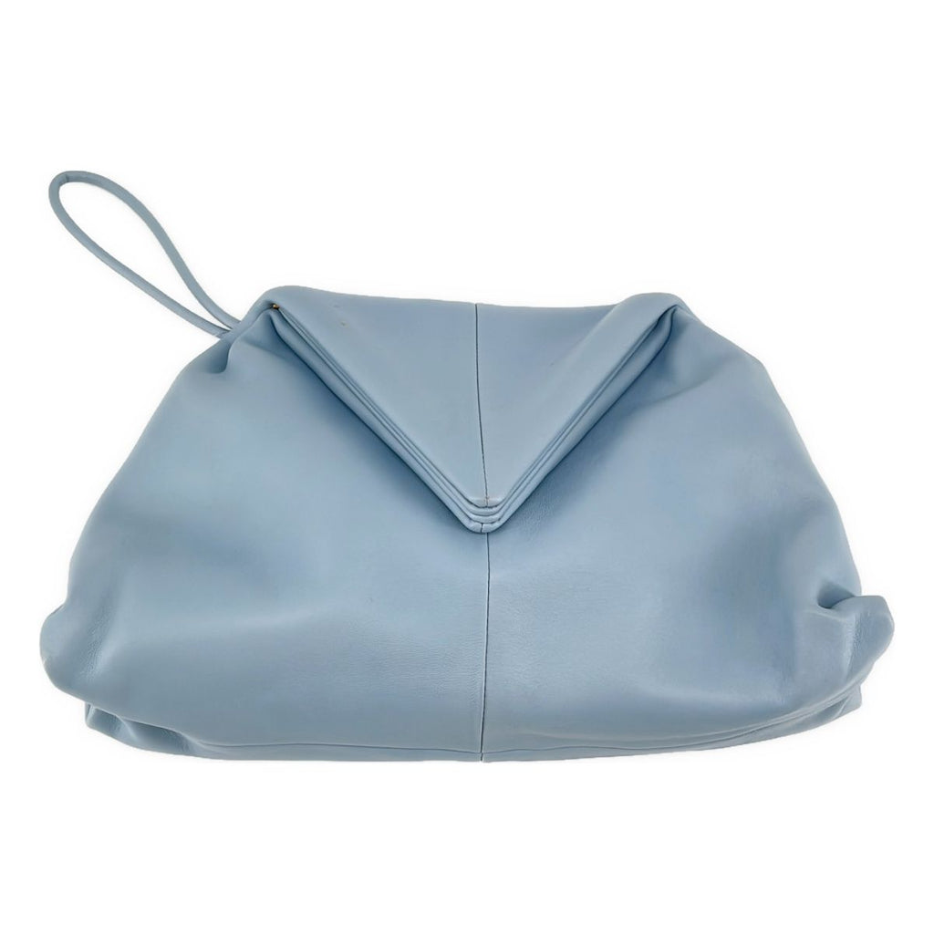 Bottega Veneta Leather Triangle Clutch Light Blue