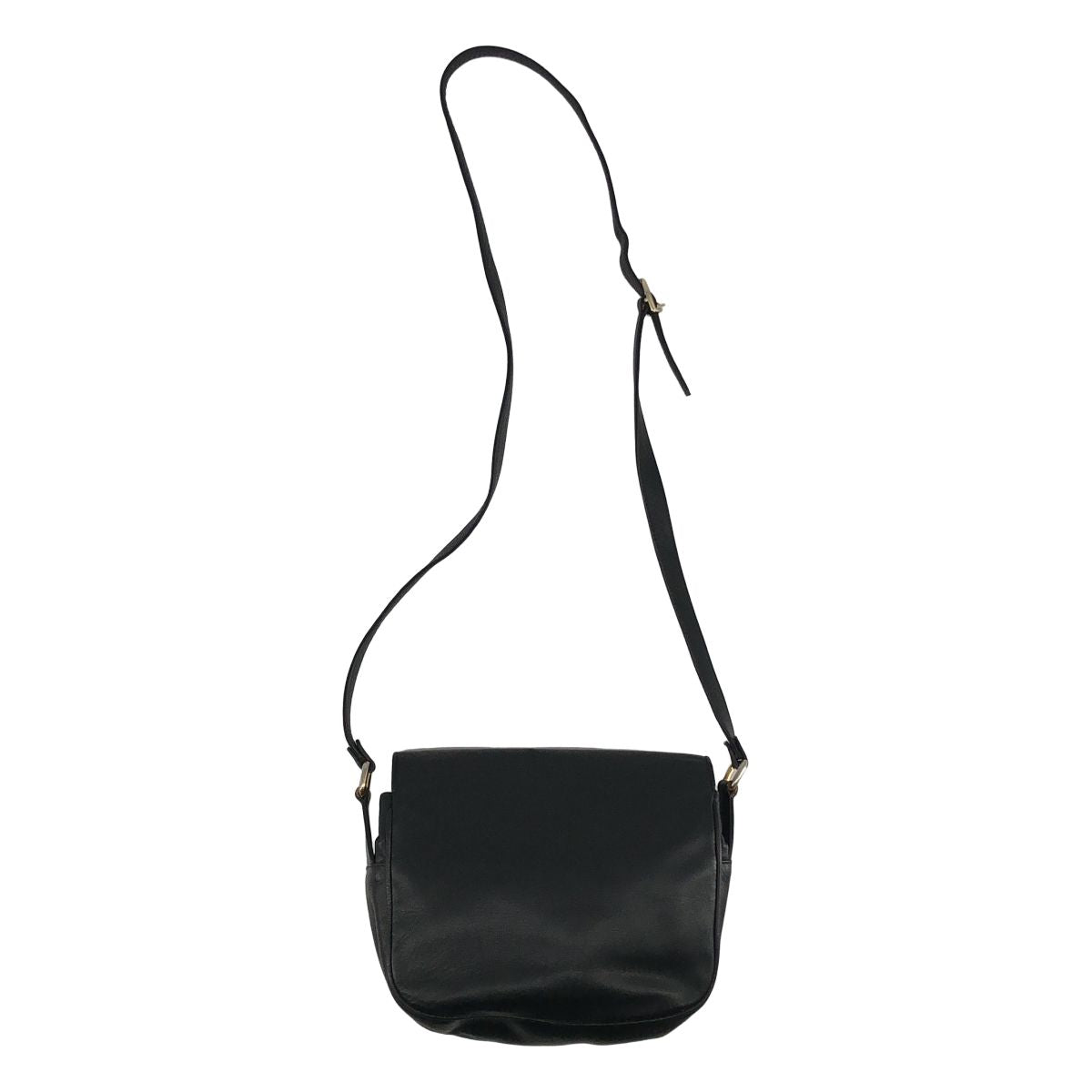 Celine Leather Logo Flap Shoulder Bag Black — view 2