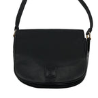 Celine Leather Logo Flap Shoulder Bag Black — view 3