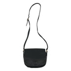 Celine Leather Logo Flap Shoulder Bag Black