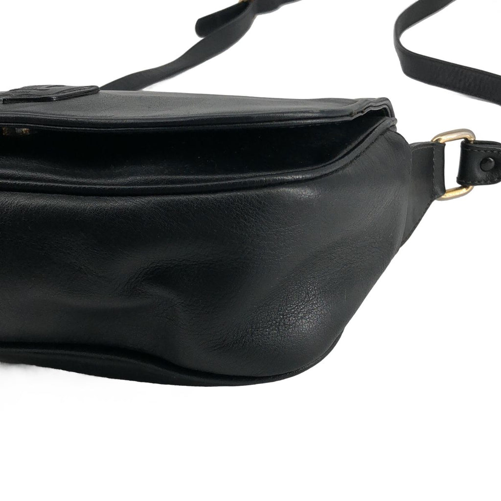 Celine Leather Logo Flap Shoulder Bag Black — view 8