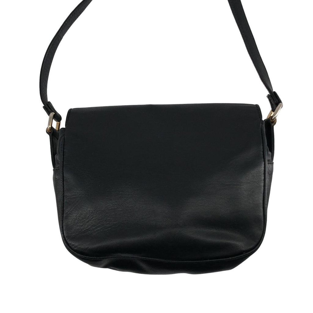 Celine Leather Logo Flap Shoulder Bag Black — view 4