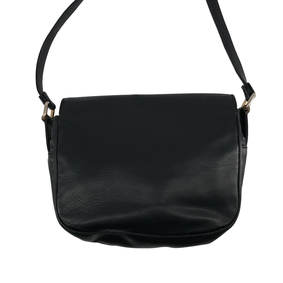 Celine Leather Logo Flap Shoulder Bag Black — view 4
