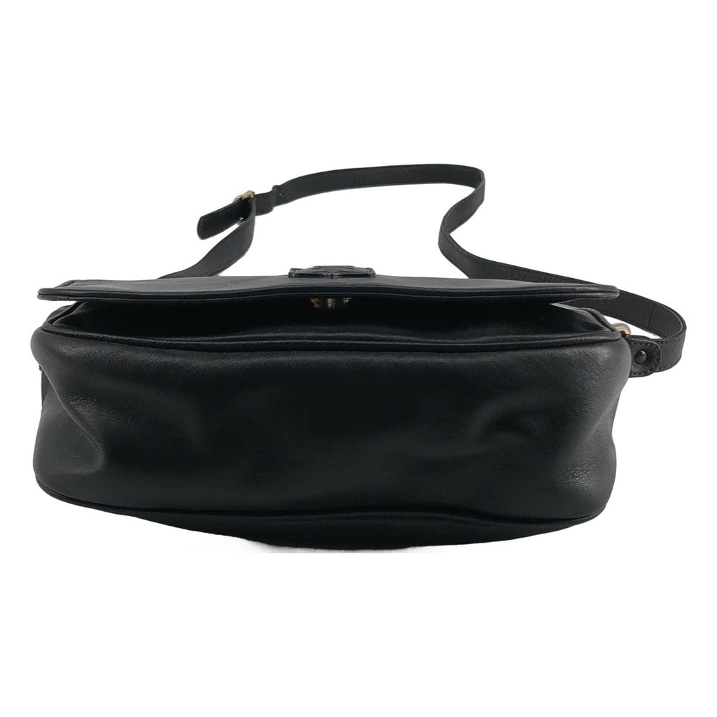 Celine Leather Logo Flap Shoulder Bag Black — view 7