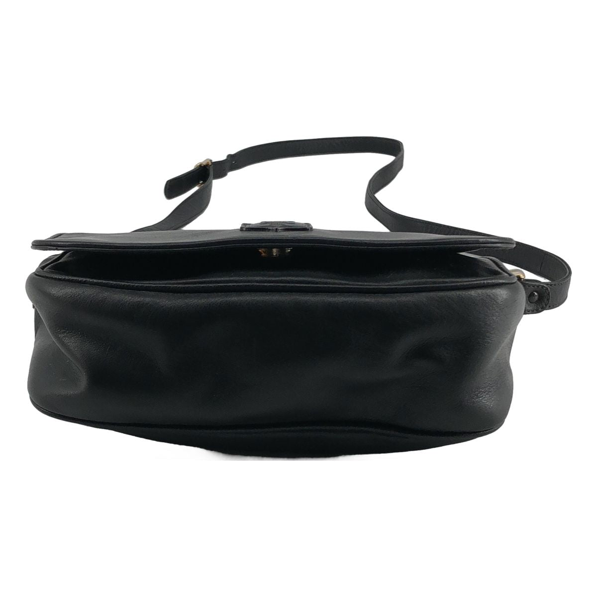 Celine Leather Logo Flap Shoulder Bag Black — view 7