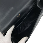 Celine Leather Logo Flap Shoulder Bag Black — view 5