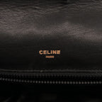 Celine Leather Logo Flap Shoulder Bag Black — view 6