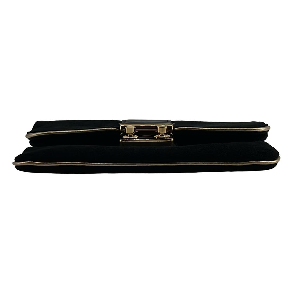 Louis Vuitton Sofia Coppola Suede Clutch Black Gold — view 6