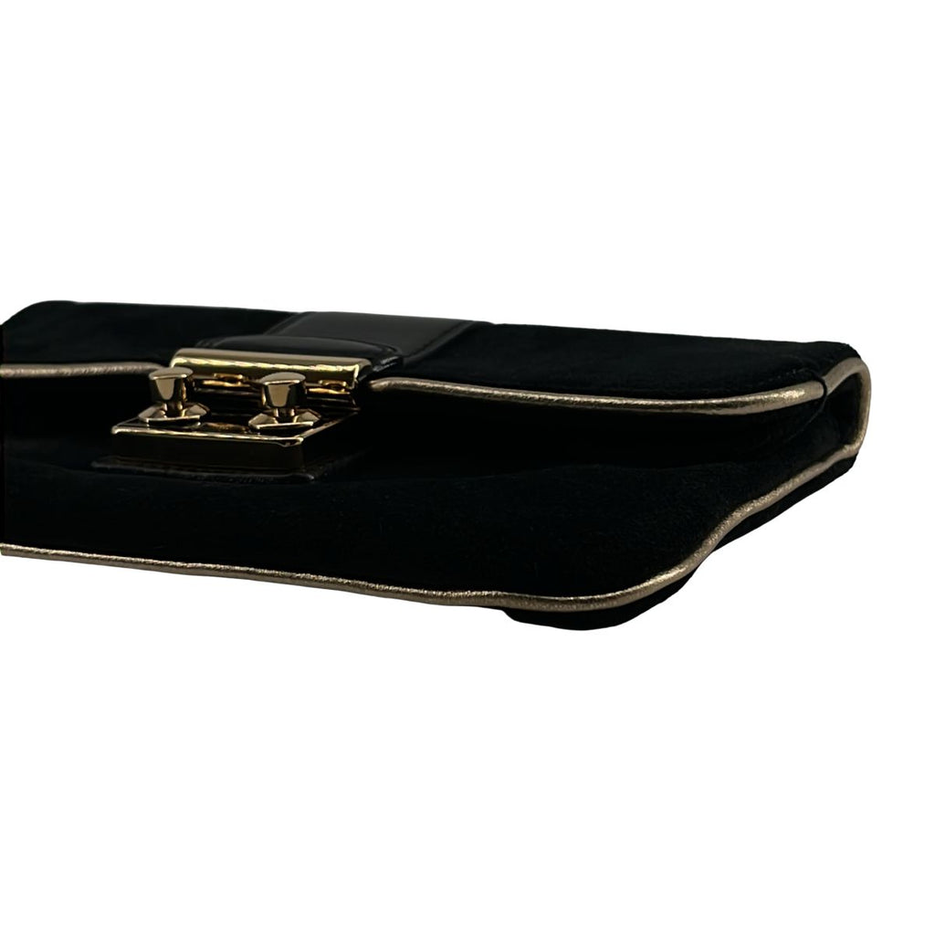 Louis Vuitton Sofia Coppola Suede Clutch Black Gold — view 7