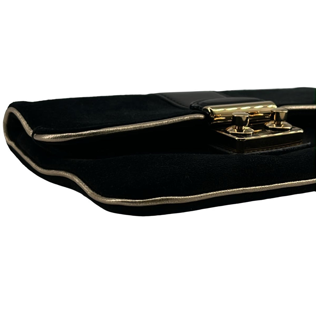 Louis Vuitton Sofia Coppola Suede Clutch Black Gold — view 8