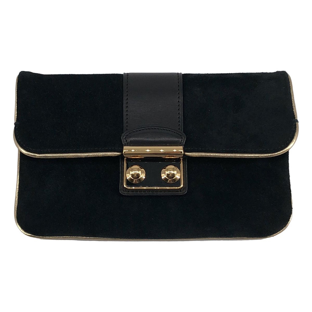 Louis Vuitton Sofia Coppola Suede Clutch Black Gold