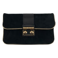 Louis Vuitton Sofia Coppola Suede Clutch Black Gold