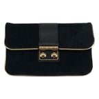 Louis Vuitton Sofia Coppola Suede Clutch Black Gold