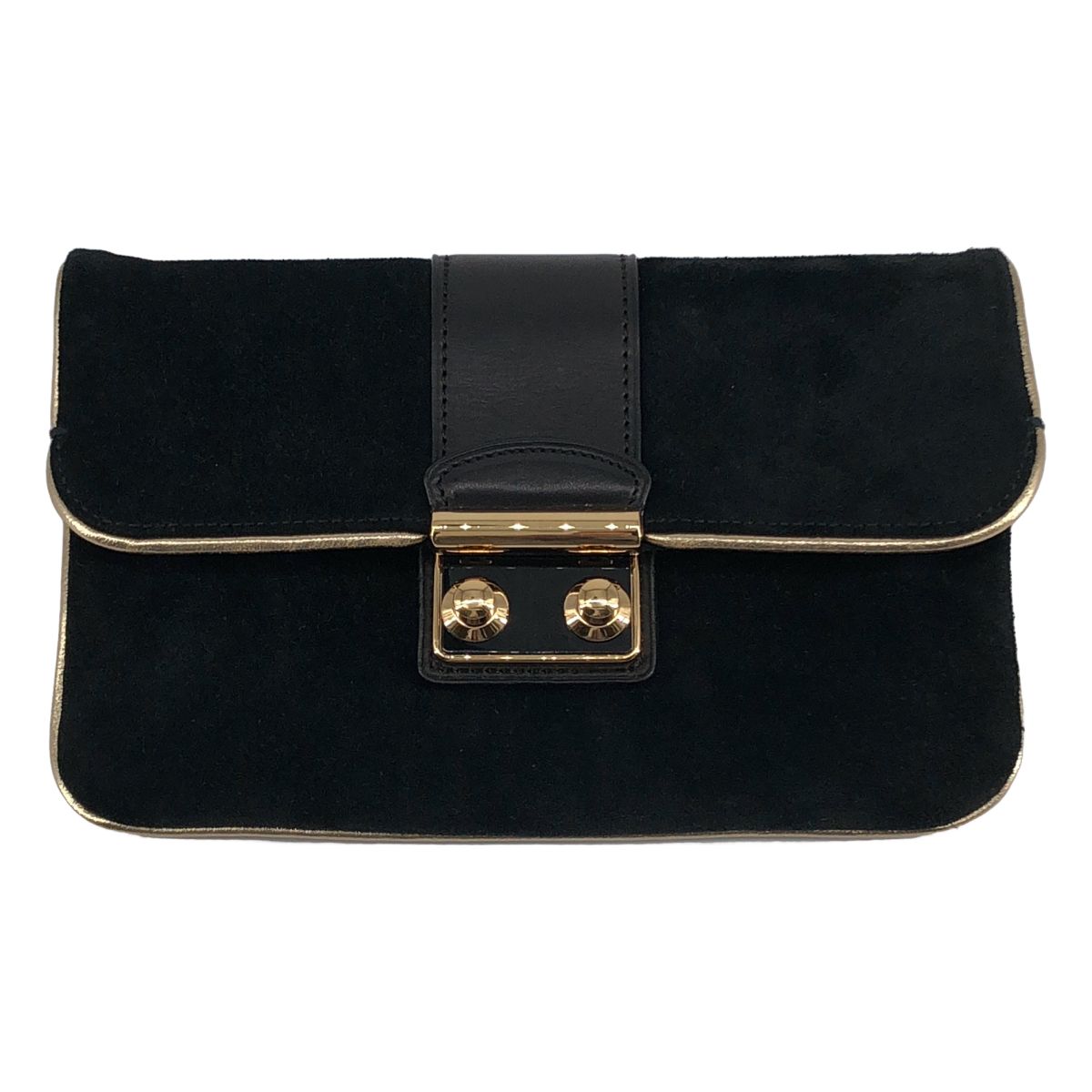 Louis Vuitton Sofia Coppola Suede Clutch Black Gold