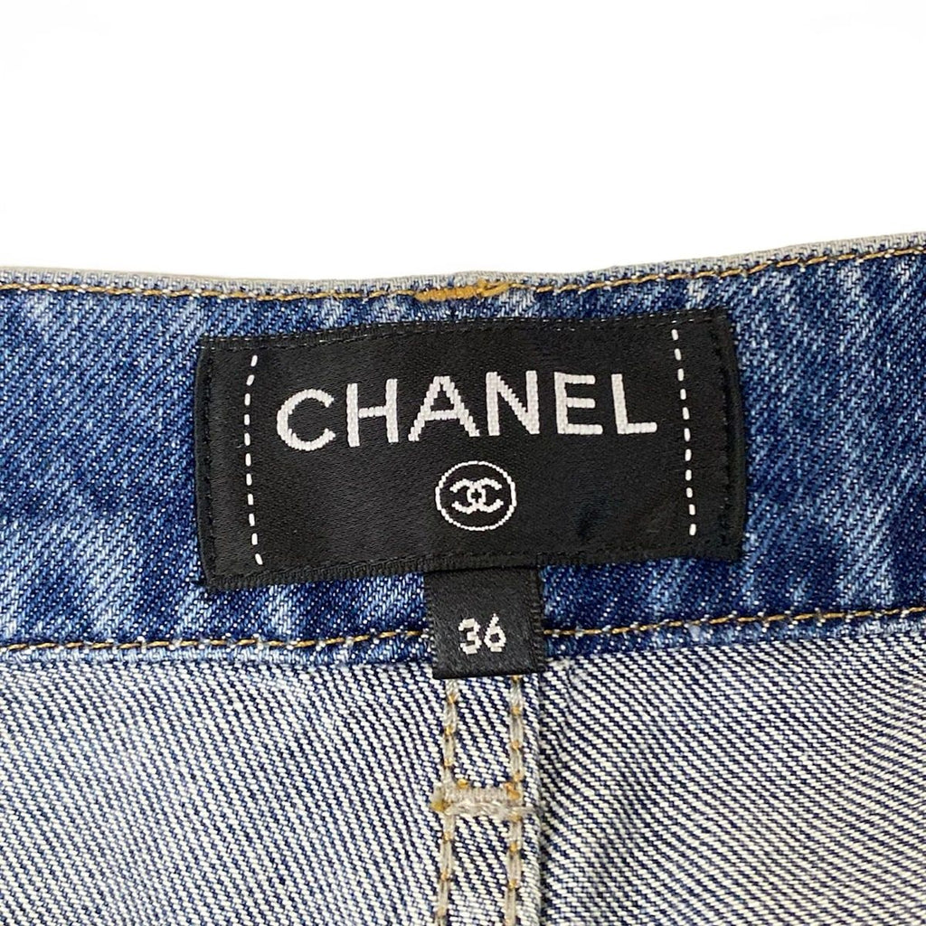 Chanel Jeans 36 S Blue Rhinestone Cotton — view 3