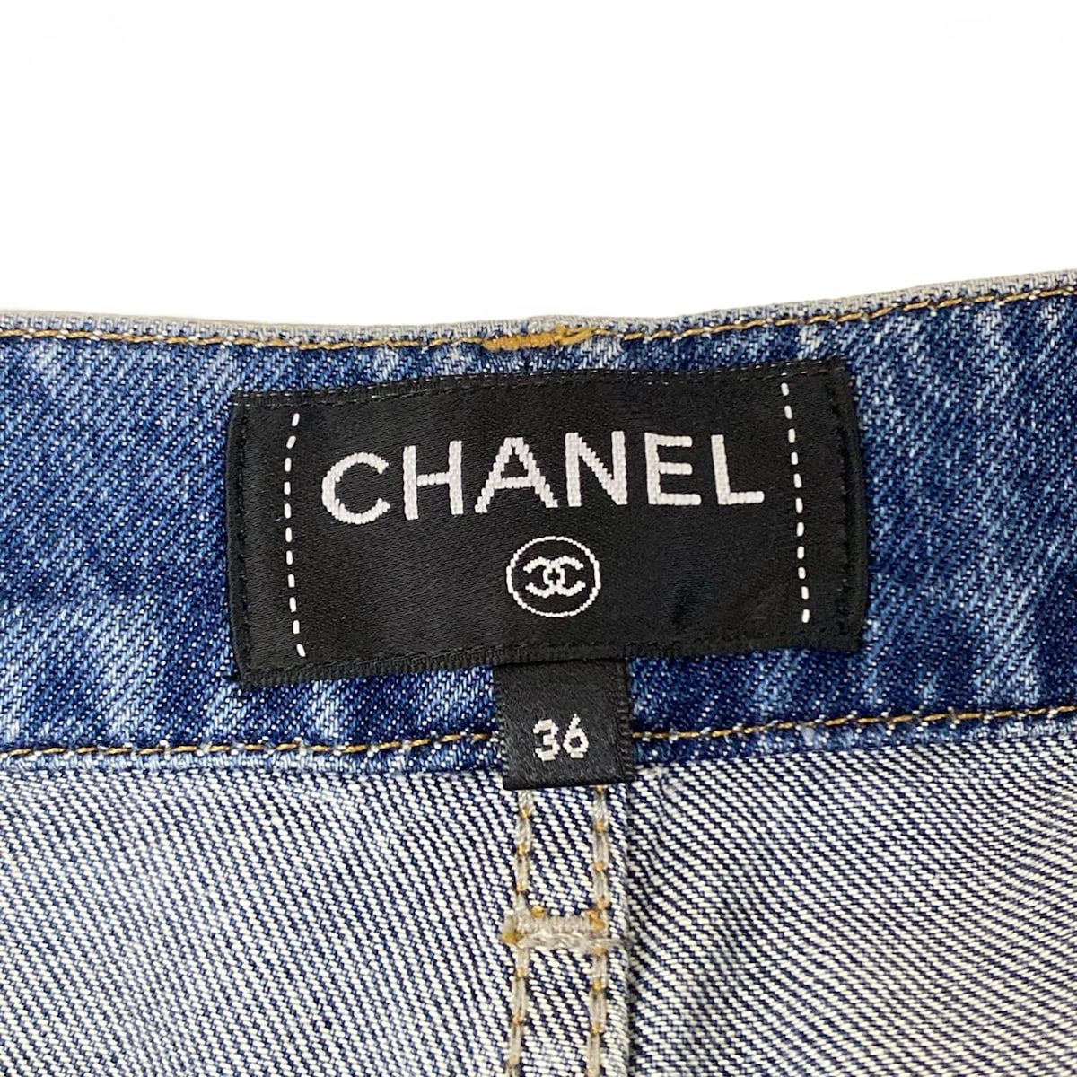 Chanel Jeans 36 S Blue Rhinestone Cotton — view 3