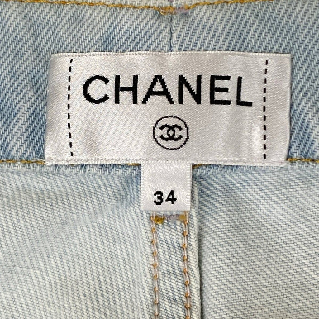 Chanel Jeans 34 S Light Blue Light Pink Wide Pants Gradient Cotton — view 3