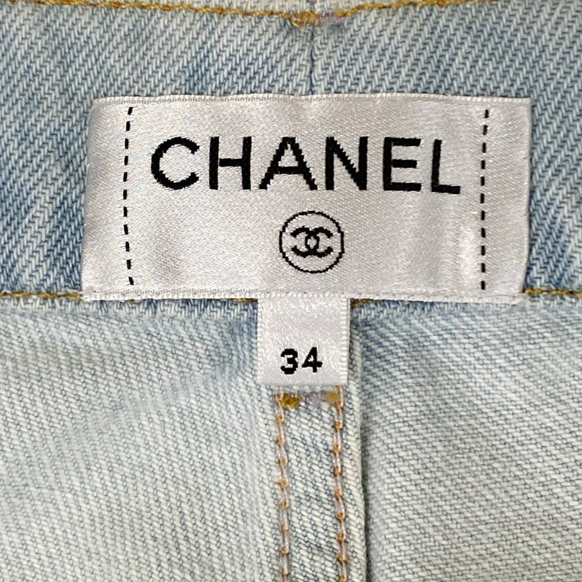 Chanel Jeans 34 S Light Blue Light Pink Wide Pants Gradient Cotton — view 3