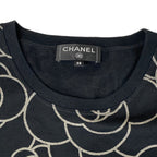 Chanel Short Sleeve T-Shirt 38 M Black Gold Camellia Lame Cotton — view 8
