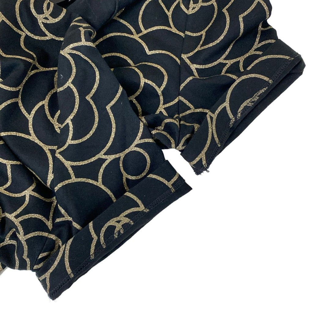 Chanel Short Sleeve T-Shirt 38 M Black Gold Camellia Lame Cotton — view 7