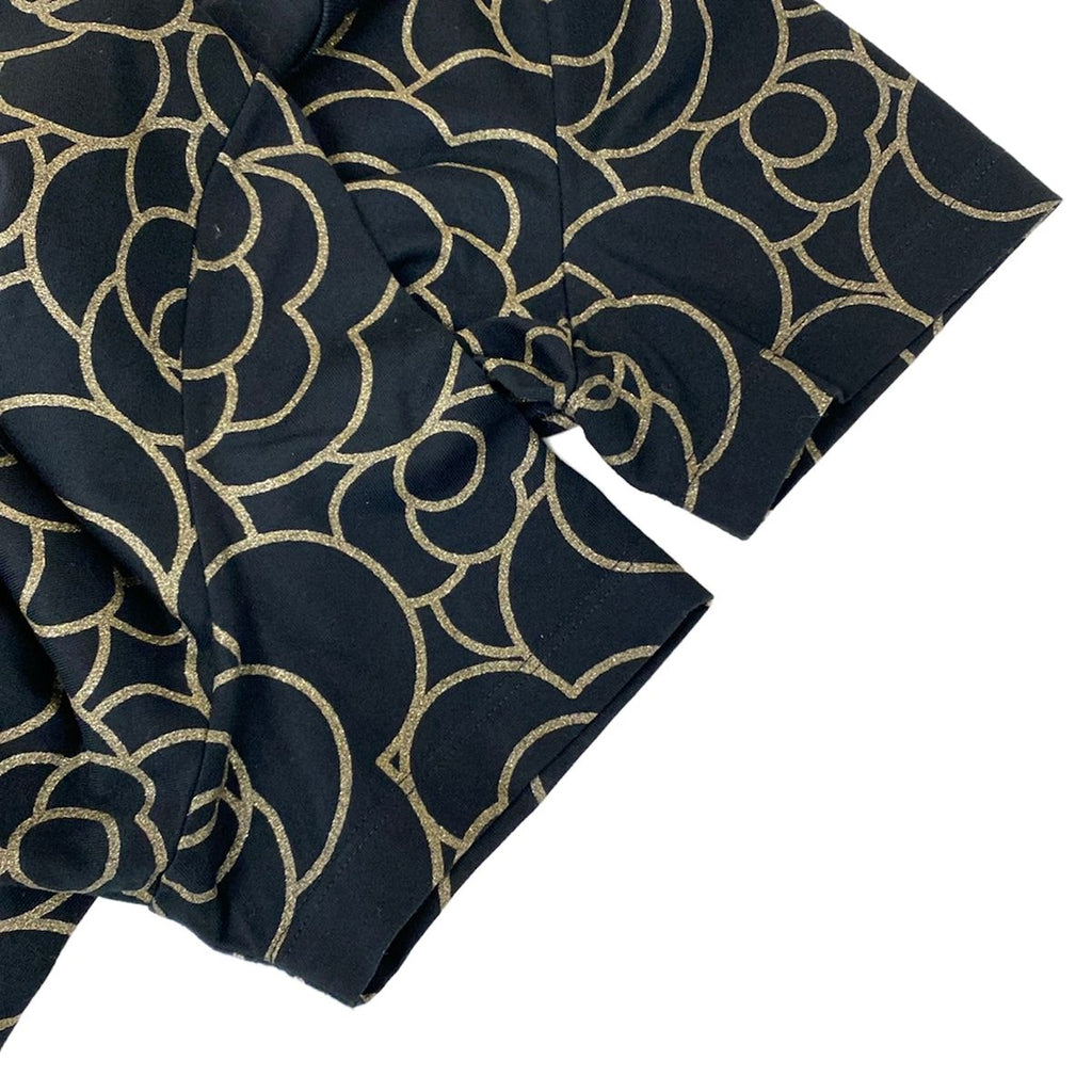 Chanel Short Sleeve T-Shirt 38 M Black Gold Camellia Lame Cotton — view 6