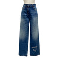 Chanel Jeans 36 S Blue Embroidery Denim Heart Coco Cotton