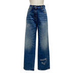Chanel Jeans 36 S Blue Embroidery Denim Heart Coco Cotton
