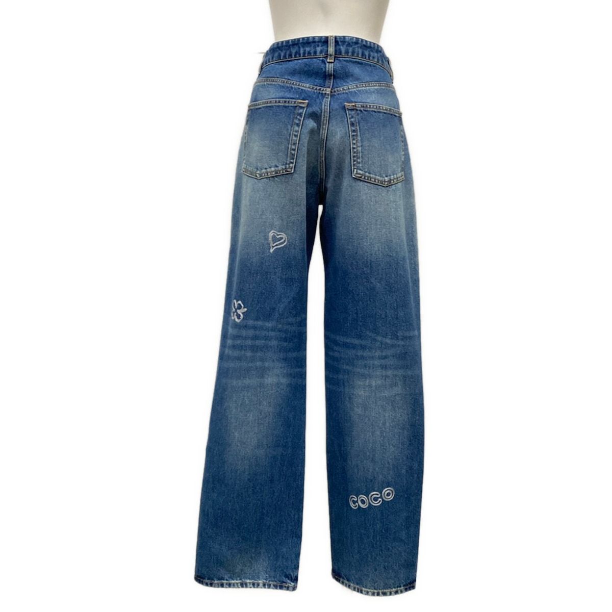 Chanel Jeans 36 S Blue Embroidery Denim Heart Coco Cotton — view 2