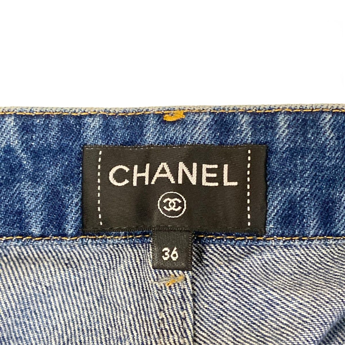 Chanel Jeans 36 S Blue Embroidery Denim Heart Coco Cotton — view 3
