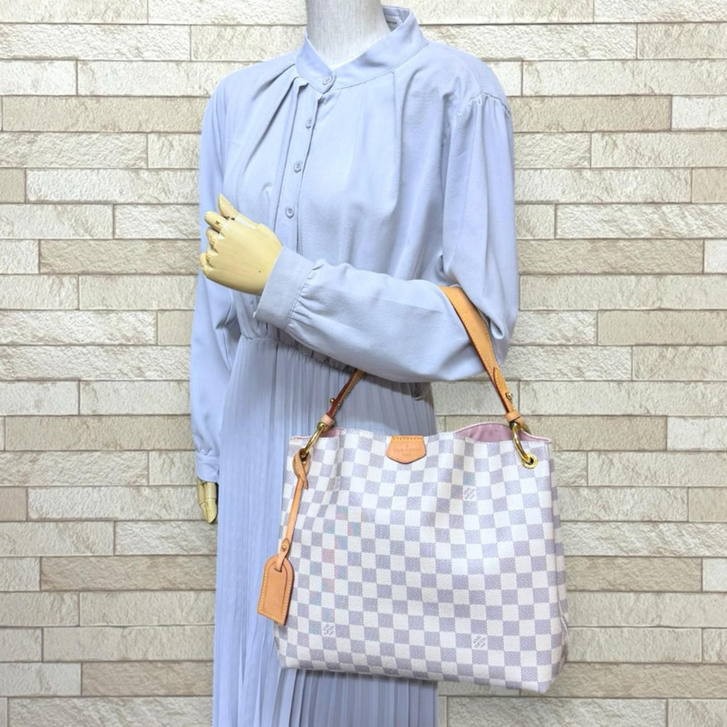 Louis Vuitton Gray Souffle PM Damier Azur Shoulder Bag Canvas White — view 2