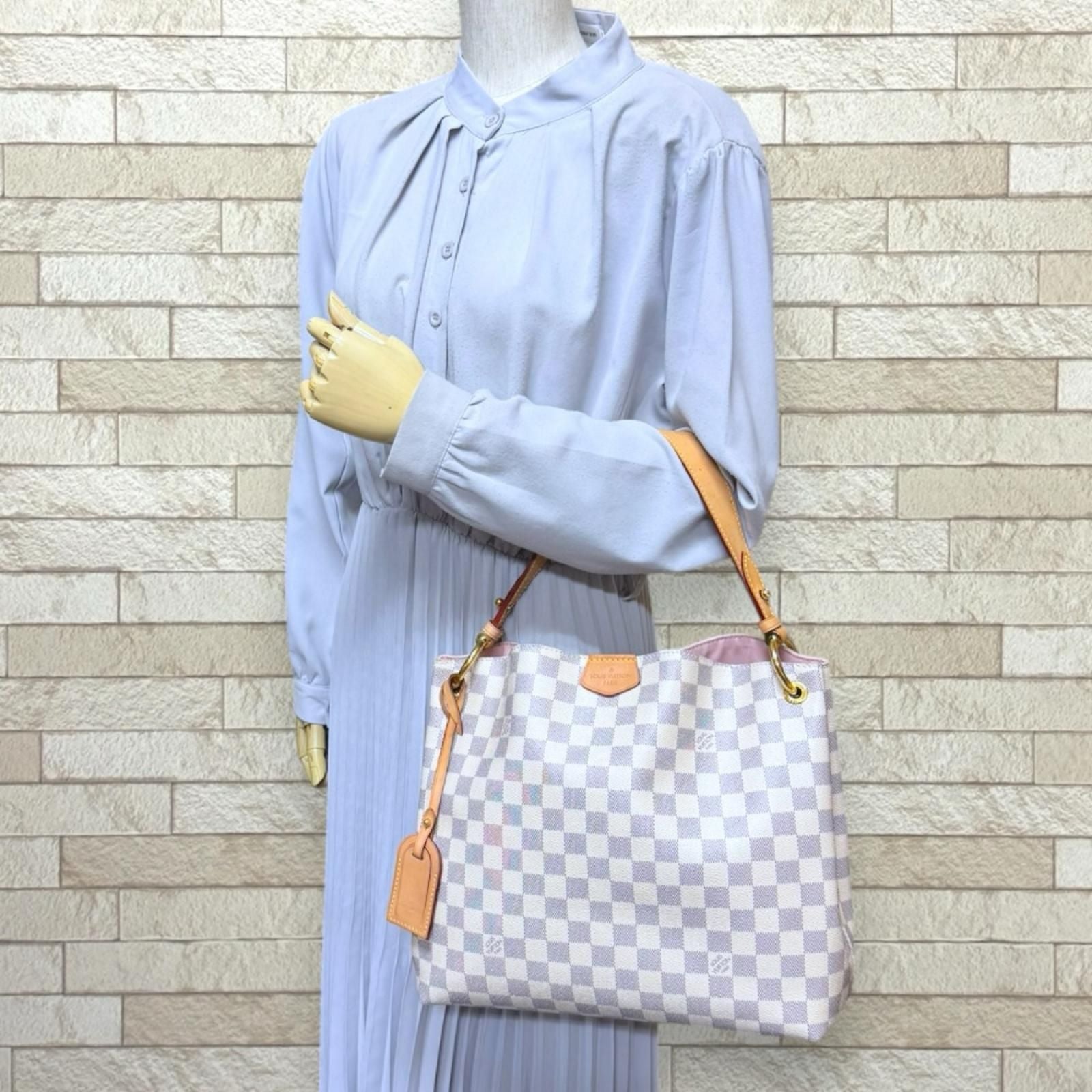 Louis Vuitton Gray Souffle PM Damier Azur Shoulder Bag Canvas White — view 2