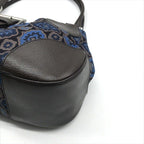 Prada Milano Leather Canvas Hand Bag Navy — view 6