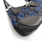 Prada Milano Leather Canvas Hand Bag Navy — view 5