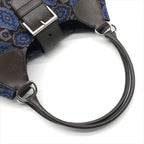 Prada Milano Leather Canvas Hand Bag Navy — view 7