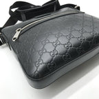 Gucci Embossed Signature Leather Shoulder Bag Black — view 6