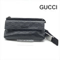 Gucci Guccissima Leather Logo Embossed Belt Bag Black Blunt Gentleman
