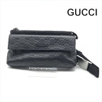 Gucci Guccissima Leather Logo Embossed Belt Bag Black Blunt Gentleman