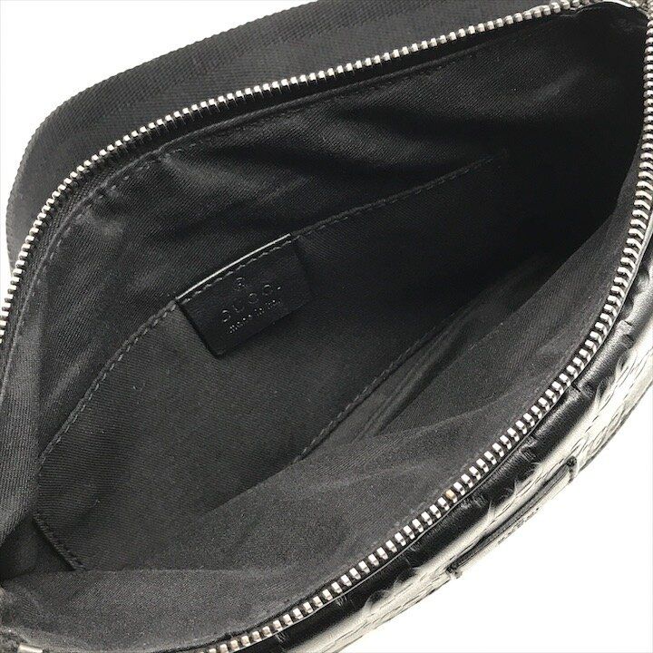Gucci Guccissima Leather Logo Embossed Belt Bag Black Blunt Gentleman — view 8