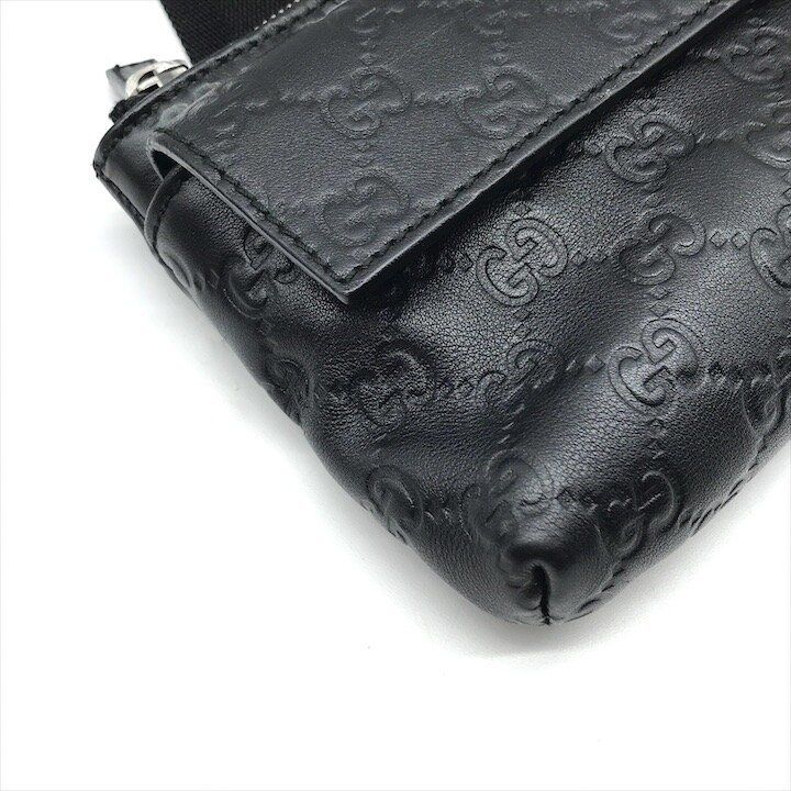 Gucci Guccissima Leather Logo Embossed Belt Bag Black Blunt Gentleman — view 5